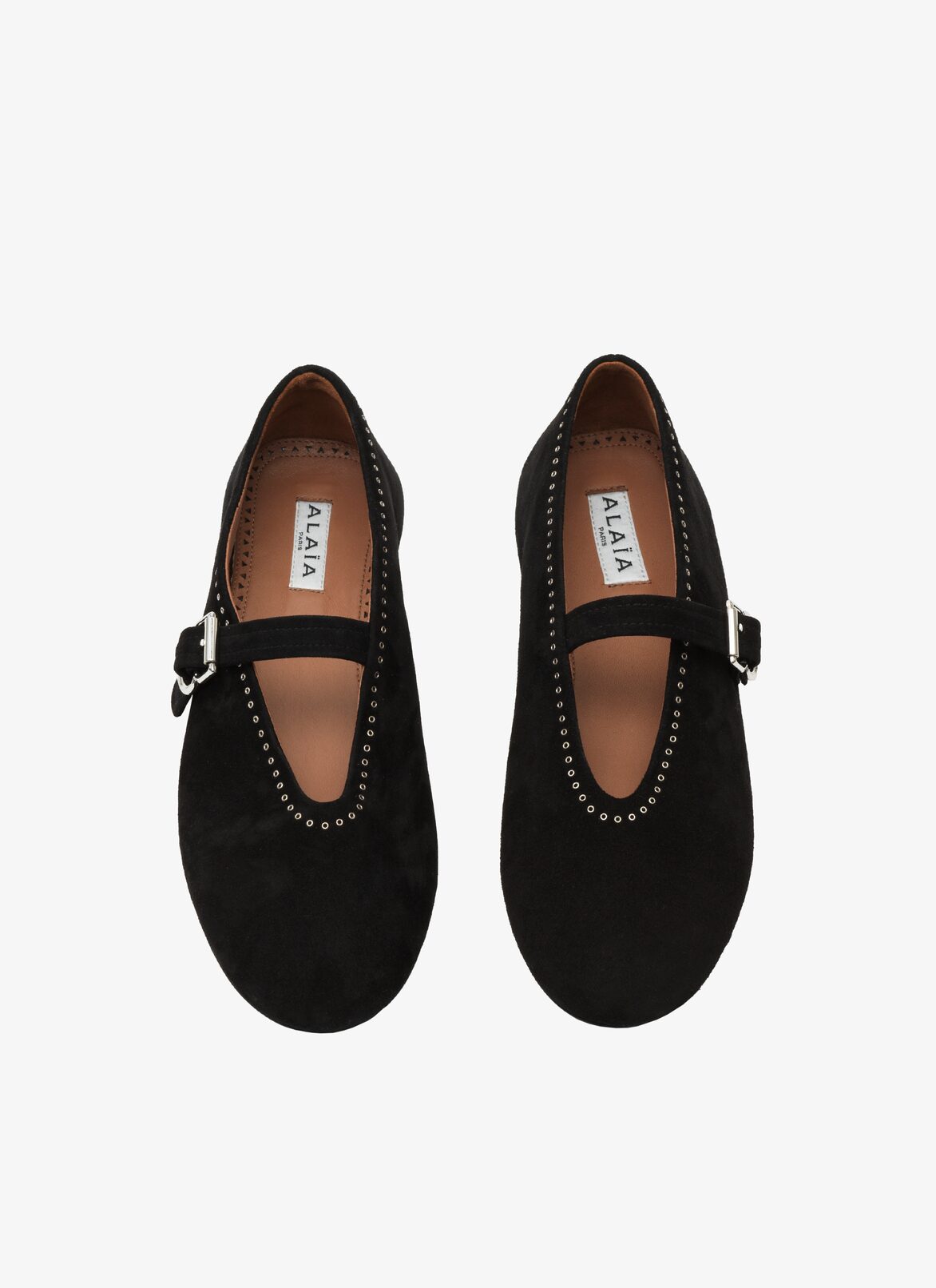 Ballerinas in suede goatskin ALAÏA BLACK BALLERINAS IN SUEDE GOATSKIN